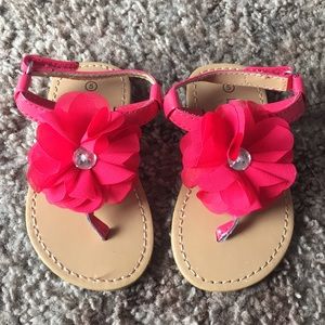 Hot pink flower sandals